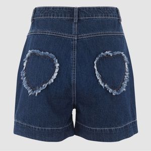 Cider Denim Shorts Heart Patch High Waist Dark Wash Jean Shorts Size Small